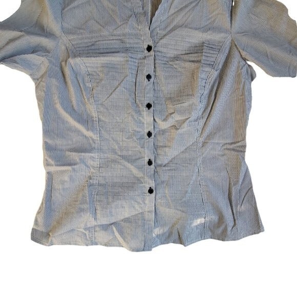 Kim Rogers black white striped collared 3/4 sleeve career top sz XL - Picture 3 of 16